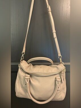 Kate Spade NY Pebbled Leather Satchel Neutral Crossbody Top Handle Classic